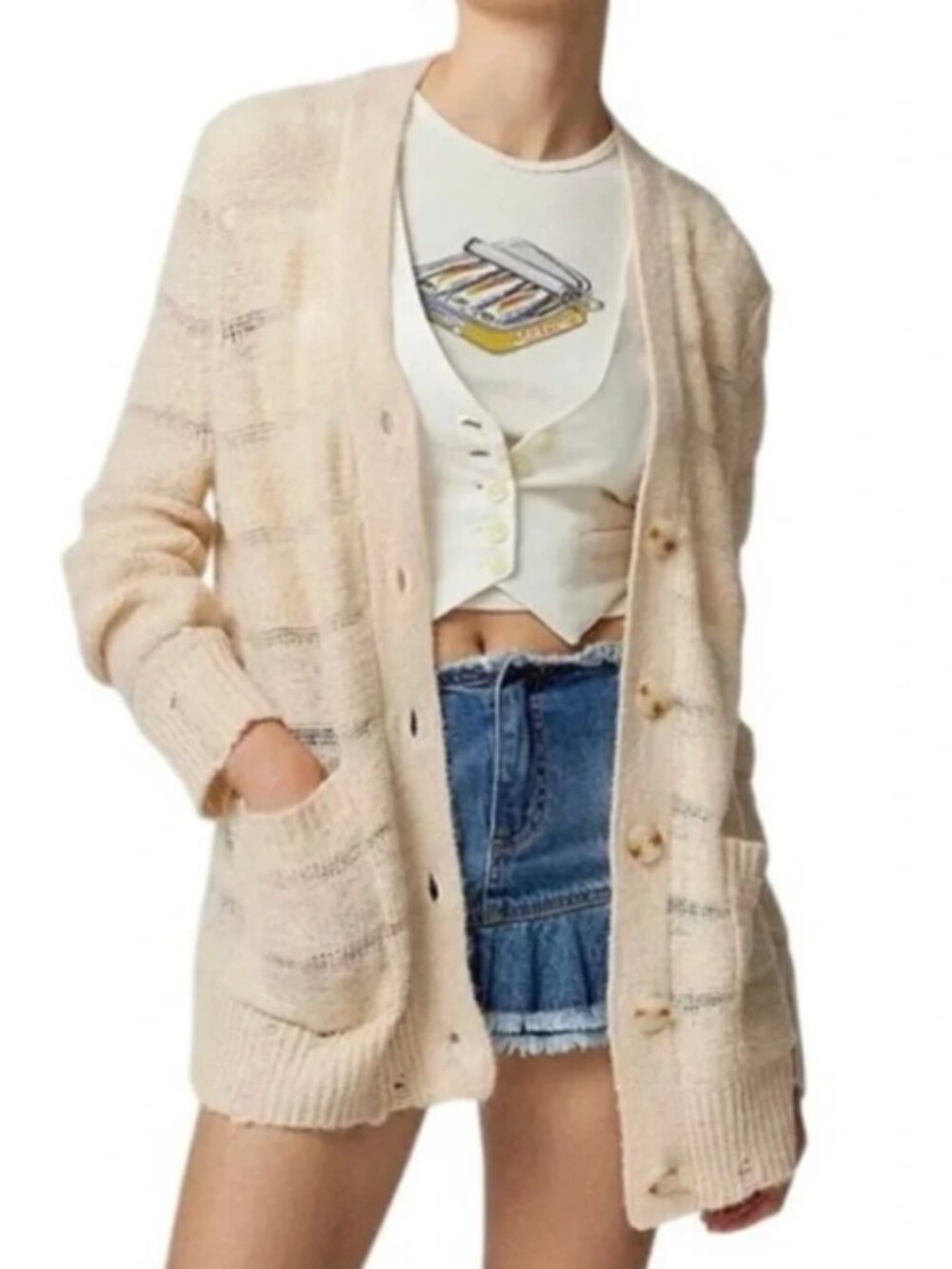 Urban Outfitters Alston Distressed Cardigan Size XS